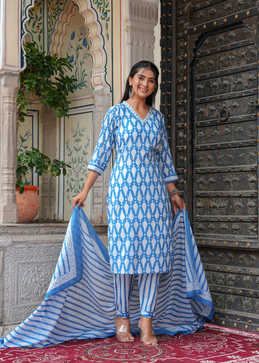 Women Viscose Rayon Kurta Pant Dupatta Set