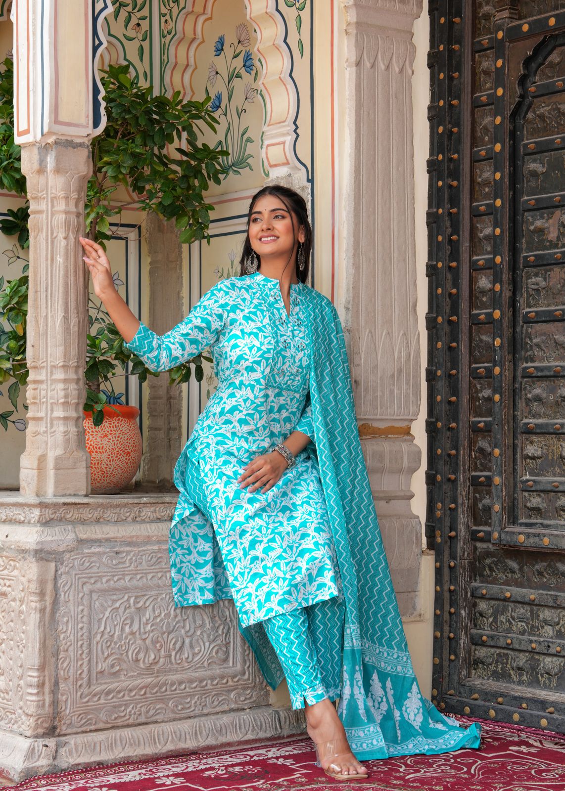 Women Viscose Rayon Kurta Pant Dupatta Set