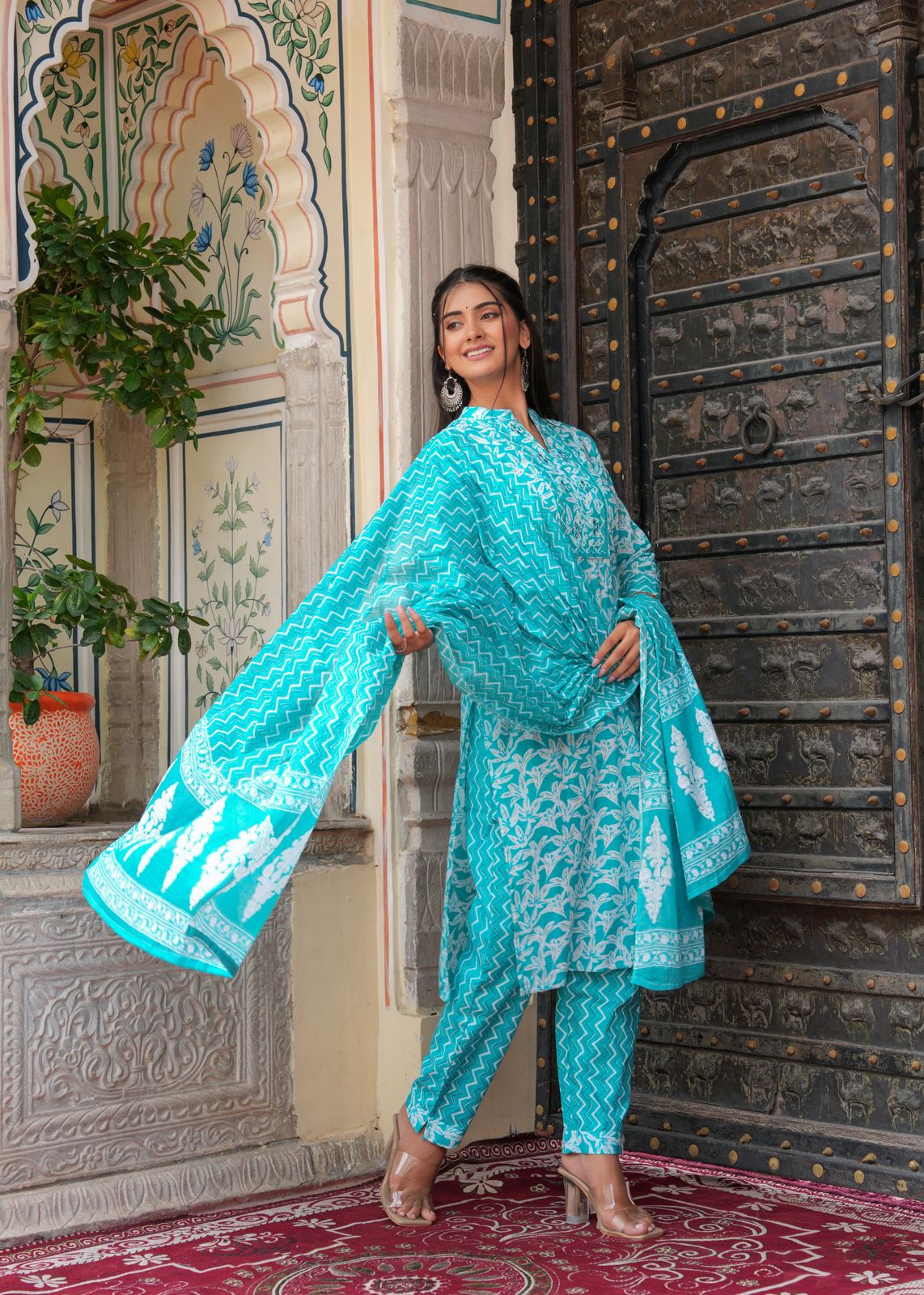 Women Viscose Rayon Kurta Pant Dupatta Set