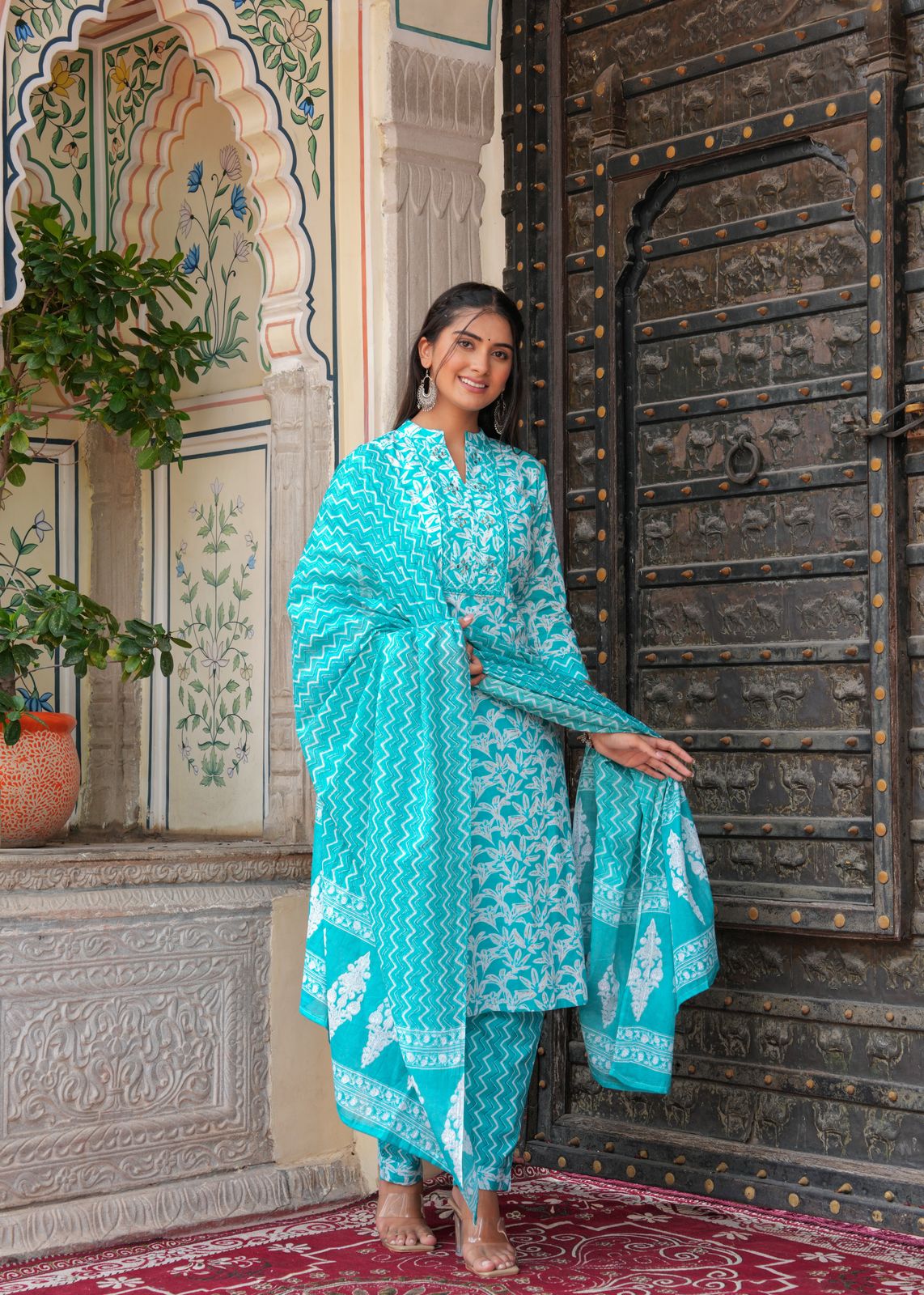 Women Viscose Rayon Kurta Pant Dupatta Set