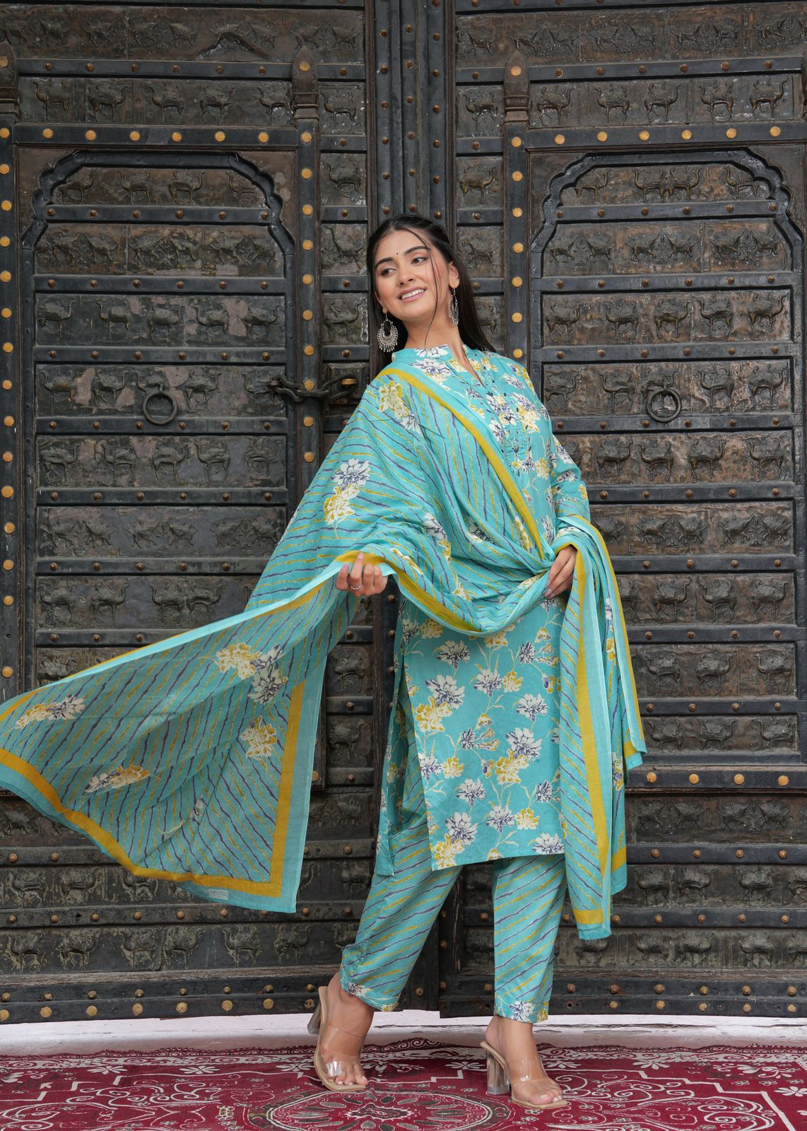 Women Viscose Rayon Kurta Pant Dupatta Set