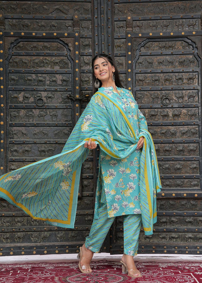 Women Viscose Rayon Kurta Pant Dupatta Set