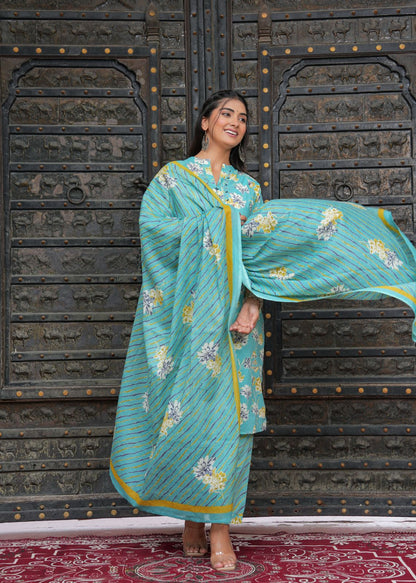 Women Viscose Rayon Kurta Pant Dupatta Set