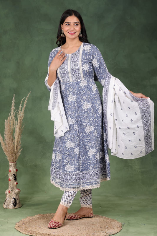 Women Viscose Rayon Kurta Pant Dupatta Set