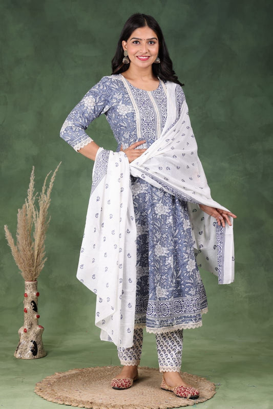 Women Viscose Rayon Kurta Pant Dupatta Set
