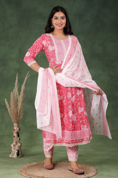 Women Viscose Rayon Kurta Pant Dupatta Set