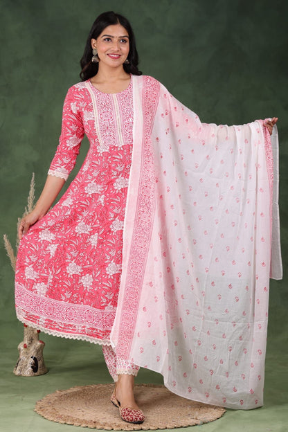 Women Viscose Rayon Kurta Pant Dupatta Set