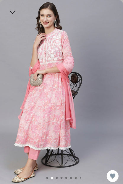Women Viscose Rayon Kurta Pant Dupatta Set